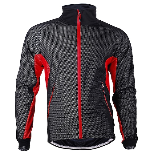 Nuckily Herren Fahrradjacke Winter Thermowarm Winddicht Reflektierende Streifen Rückentasche Fahhrad Jacke Windjacke Mountainbike MTB Straßenradsport Stadtradfahren Rot Blau Grün Fahrradbekleidung Image