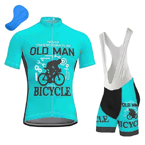 21Grams Herren Radtrikot mit Radhose kurz Trägern fahrradbekleidung set Kurzarm MTB Mountain Rennrad Grün Dunkelmarine Rot Ausrüstung Fahhrad Sportkleidung 3D-Pad Atmungsaktiv Rasche Trocknung / Image