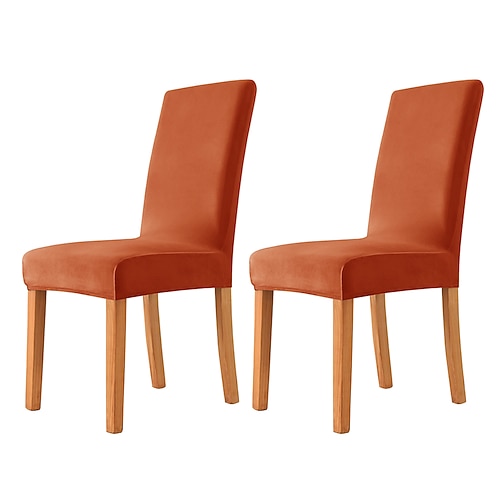 2 Stück Stuhlhussen für Esszimmerstühle, burgunderfarben, samtig, dehnbar, Spandex, mit elastischem Bodenschutz für Esszimmer, Hochzeitszeremonie, langlebig, waschbar