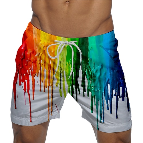 Herren Druck Grafikdrucke Bunt Badeshorts Boardshorts Badehosen Mittlere Taille Designer Lässig / Sportlich Große Größen Ferien Strand Schwimmbad Kordelzug mit Mesh-Futter Elastischer Bund Designer Image