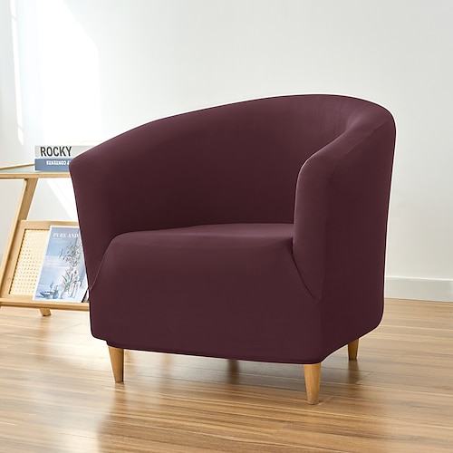 Clubsessel-Schonbezug, Barrel-Sessel-Schonbezug, Burgunderrot, Stretch-Sesselbezug, Sofabezug, Couch-Möbelschutz für das Wohnzimmer, Jacquard-Spandex-Couchbezüge Image
