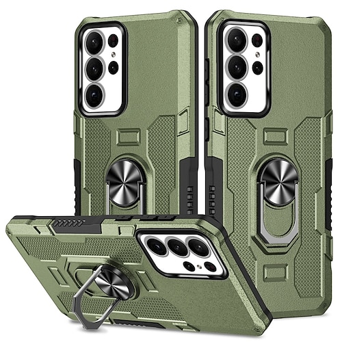 Handy Hülle Handyhüllen Für Samsung Galaxy S26 Ultra Plus S25 S24 S23 S22 S21 FE S21 Ultra Plus A34 A53 A32 Rückseite Stoßrahmen Ringhalter Militärschutz Geometrisches Muster Rüstung TPU PC Image