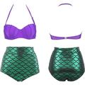 2 pcs Bademode Bikini Übergrössen Meerjungfrau Damen Prinzessin Polyester Schwarz Purpur BH Unterhose