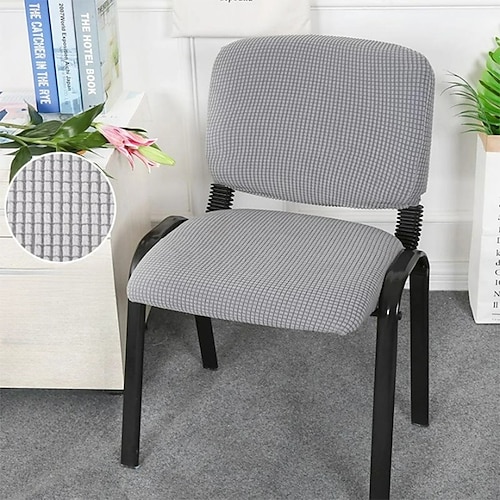 Elastische Stuhlhusse schwarz Elastischer Sitzbezug mit Stuhlhussen Rückenlehnenbezug für Gästeempfangssessel oder Computerbüro drehbar Image