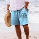 Herren Shorts Kurze Hosen Sommer-Shorts Strandshorts Kurze Hosen Kordelzug Elastische Taille 3D-Druck Graphic Buchstabe Atmungsaktiv Weich Kurz Casual Täglich Festtage Strassenmode Hawaiianisch Wei