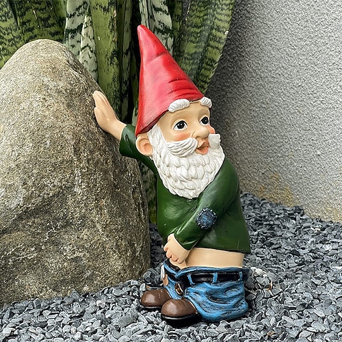 lustiger Harzzwerg für Hof/Garten Innen- und Außendekoration für Gartenstatue, freche pinkelnde Zwerge, Gartengeschenke Image