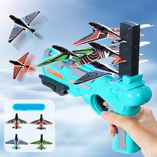 Flugzeugwerfer Spielzeugpistole Flugzeugpistole Schaumkunststoff Flugzeug für Kinder Jungen Mädchen Blase Katapult Strand Spielzeug Junge Geschenk Image