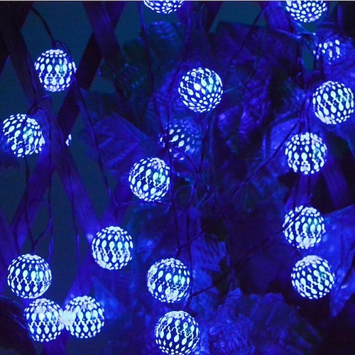 elegante solarbetriebene LED-Lichterkette für Hochzeitsfeiern – marokkanische Kugel-Gartenbeleuchtung für draußen, wasserdichte 10 m – 50 LEDs, 7 m – 30 LEDs, 5 m – 20 LEDs Kugellaternen als Image