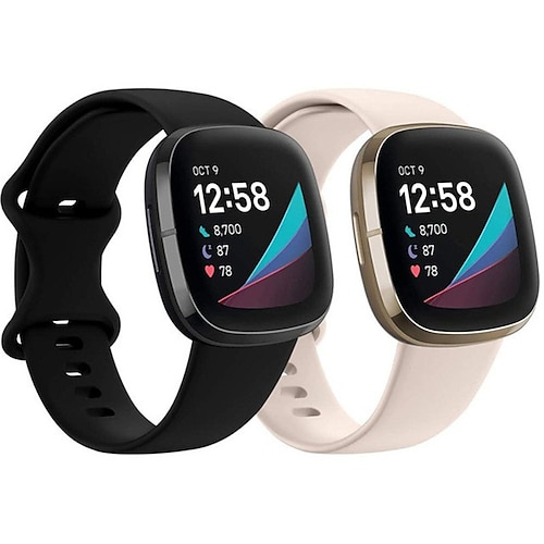 2er Pack Smartwatch-Band Kompatibel mit Fitbit Versa 4 Sense 2 Versa 3 Sense Weiches Silikon Smartwatch Gurt Wasserdicht Verstellbar Atmungsaktiv Sportarmband Ersatz Armband Image