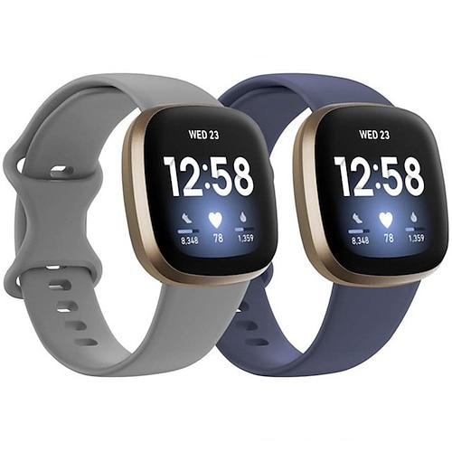 2er Pack Smartwatch-Band Kompatibel mit Fitbit Versa 4 Sense 2 Versa 3 Sense Weiches Silikon Smartwatch Gurt Wasserdicht Verstellbar Atmungsaktiv Sportarmband Ersatz Armband Image