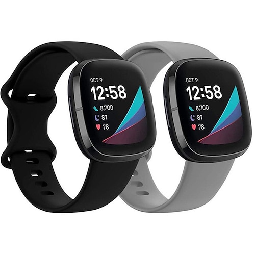 2er Pack Smartwatch-Band Kompatibel mit Fitbit Versa 4 Sense 2 Versa 3 Sense Weiches Silikon Smartwatch Gurt Wasserdicht Verstellbar Atmungsaktiv Sportarmband Ersatz Armband Image