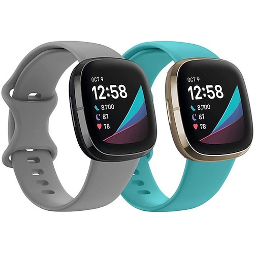 2er Pack Smartwatch-Band Kompatibel mit Fitbit Versa 4 Sense 2 Versa 3 Sense Weiches Silikon Smartwatch Gurt Wasserdicht Verstellbar Atmungsaktiv Sportarmband Ersatz Armband Image