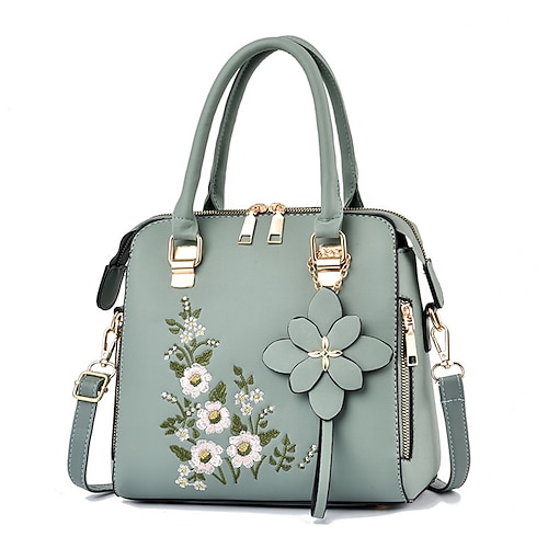 Gelbe Handtasche für Damen mit Blumenstickerei und Blumenanhänger – stilvolle und funktionelle Umhängetasche für den täglichen Gebrauch und besondere Anlässe