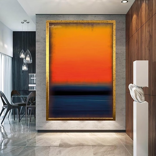 handgemalte Leinwandkunst von Mark Rothko, Reproduktion, Rothko-Wandkunst, abstrakte Leinwand-Wandkunst, rote und gelbe Mischung, abstrakte Malerei, Minimalismus-Kunst, Gemälde, Heimdekoration, Image