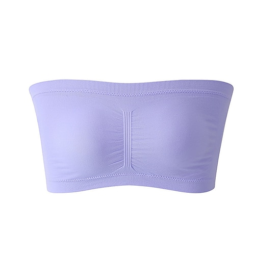 Bandeau-BH für Damen, trägerlos, nahtlos, weich, dehnbar, unsichtbar, einfarbig, bequem, unverzichtbare Unterwäsche, ganzjährig stützende Passform, weiß Image