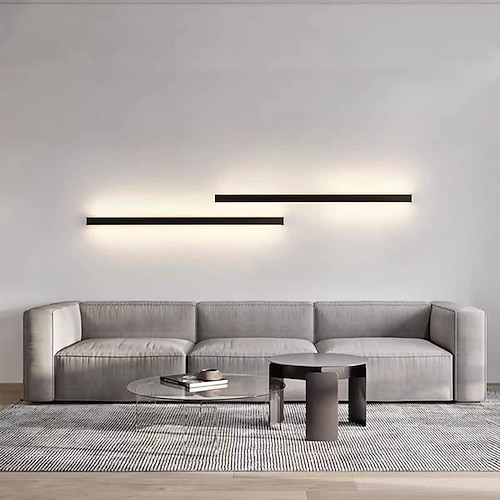 Ultradünne Up- und Down-LED-Wandleuchten, Einzelinstallation von zwei schwarzen LED-Wandleuchten, moderne Wandleuchte, Innenwandleuchte, Wanddekoration, AC110 V, AC220 Image