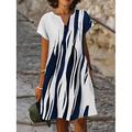 Damen Minikleid Casual kleid Etuikleid Urlaub Brautkleider schlicht Outdoor Urlaub Täglich Lockere Passform Batik Bedruckt Kurzarm V Ausschnitt Weiß Orange Sommer Frühling