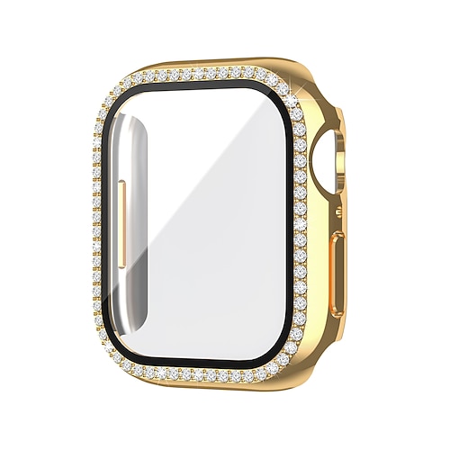2er Pack Uhrengehäuse mit Displayschutzfolie Kompatibel mit Apple Watch Series 8 7 41mm 45mm / Series 6 5 4 SE 40mm 44mm / Series 3 2 1 38mm 42mm Kratzfest Bling-Diamant HD klar Gehärtetes Glas Image