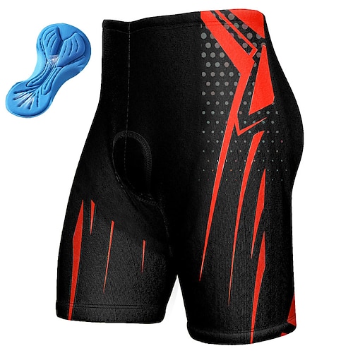 Herren Geometrisch Fahrradhose Fahhrad Gepolsterte Shorts / Chamois Unterteile Mountainbike MTB Straßenradsport Sport 3D-Polster Schnelltrocknend Feuchtigkeitsableitend Atmungsaktiv Gelb Rot Spandex Image