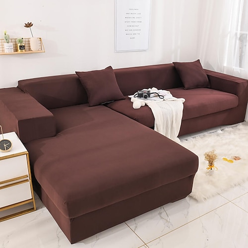 Stretch-Sofabezug, Schonbezug, burgunderfarben, elastisch, modernes Ecksofa für Wohnzimmer, Sofabezug, Ecksofa in L-Form, Sesselschutz, Sofabezug, 1/2/3/4-Sitzer Image