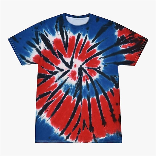 Unisex-Retro-Batik-Shirt für Männer und Frauen, 1970er- und 1980er-Jahre, Hippies, Retro-Vintage-Senior-Batik-T-Shirt, T-Shirt, Disco, lässig, täglich, Halloween, Karneval Schlager Outfit Image