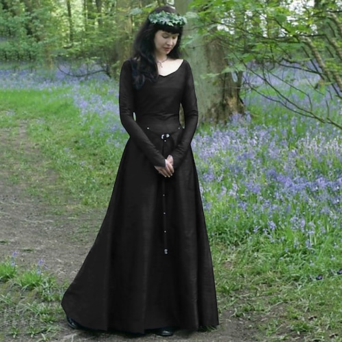 Retro Vintage Mittelalterlich Renaissance Kleid Tunikakleid Dame Wikinger Ranger Elfen Kostüm Damen Keltisch Vikinger Halloween Maskerade Alltagstauglich LARP Renaissance-Messe Erwachsene Kleid Image