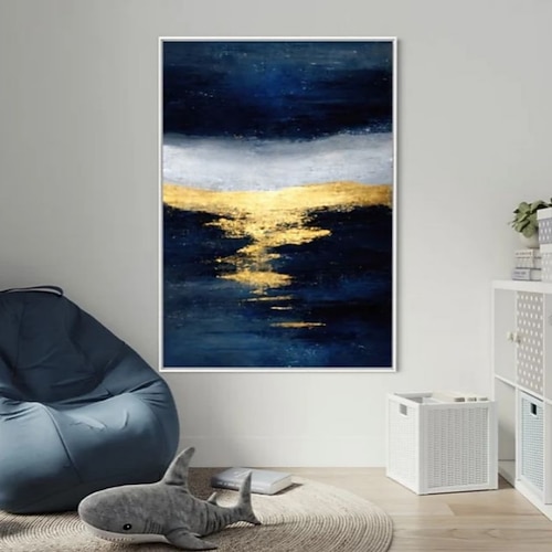 Hang-Ölgemälde Handgemalte Vertikal Abstrakt Landschaft Zeitgenössisch Modern Ohne Innenrahmen (ohne Rahmen) Image