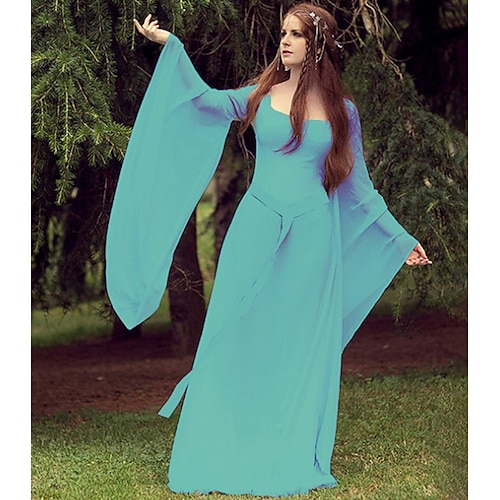 Retro Vintage Mittelalterlich Renaissance Maskerade Trompetenärmel Wikinger Outlander Elfen Kostüm Damen Keltisch Fantasie Karneval Maskerade Hochzeit Urlaub Party Erwachsene Kleid Image