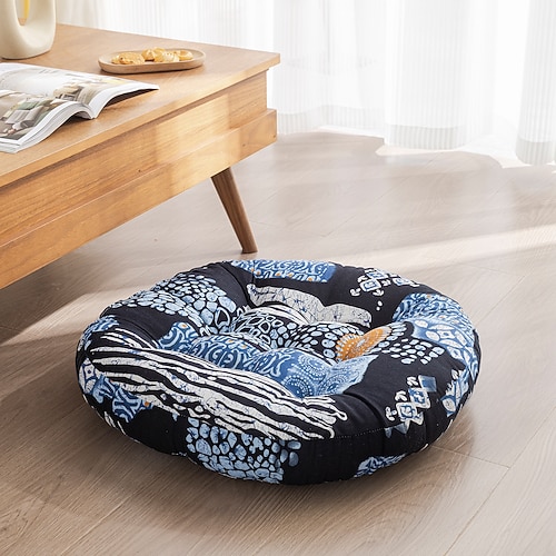 Boho-Bodenkissen Stuhlhussen, quadratische Bodensitzkissen, Tatami, großes Meditationskissen für Erwachsene, quadratische Sitzkissen für Yoga, Wohnzimmer, Heimdekoration, Memory-Schaum hinzugefügt Image