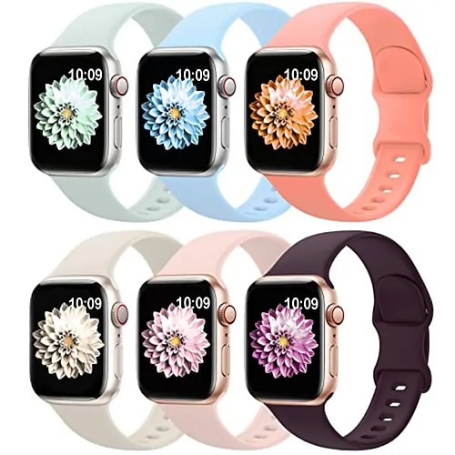 6er Pack Sportarmband Kompatibel mit Apple Watch Armband 38mm 40mm 41mm 42mm 44mm 45mm 49mm Verstellbar Atmungsaktiv Frauen Männer Silikon Ersatzarmband für iwatch Ultra 2 Series 9 8 7 SE 6 5 4 3 2 1 Image