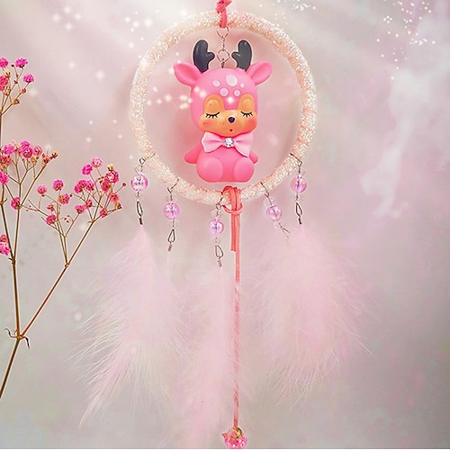 Boho Traumfänger handgemachtes Geschenk Wandbehang Dekor Kunst Ornament Handwerk Herz Einhorn Feder für Kinder Schlafzimmer Hochzeitsfest Image