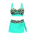 Damen Badeanzug Bikinis Normal Bademode 2 teilig Print Leopard Strandbekleidung Push-Up Hosen Badeanzüge
