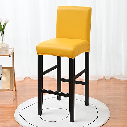 2 Stück wasserdichte Barhocker-Bezüge in Burgunderrot, Stretch-Bezüge für Thekenhocker, Pub-Stuhlhussen, Café-Barhocker-Bezüge aus PU-Leder für Terrasse, Outdoor-Bar, Restaurant, Hochzeit mit Image