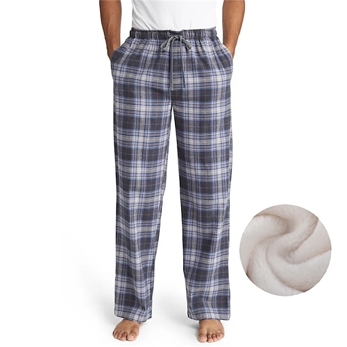 Herren Hausanzug Pyjamahose Karierte hose Lounge Hose Gitter / Plaid Warm Weich Heim Bett Spa Flanell Warm Tasche Elastische Taille Winter Schwarz Blau Image