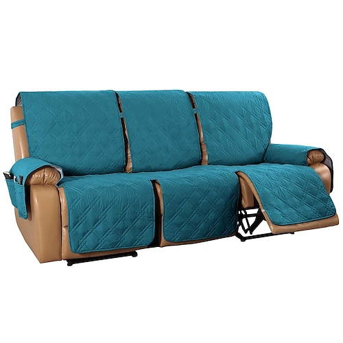 Rutschfeste Sofabezüge für 3-Sitzer-Relaxsofas, passend für Leder-Relaxsofas, wasserabweisend, kratzfest, Sofabezug für Doppel-Relaxsofas, geteilter Sofabezug für jeden Sitz, Möbelschutz mit Image