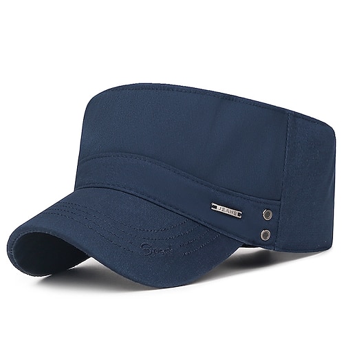 Unisex Schiebermütze Cap Basecap Militärmütze Kadettenhut Schwarz Dunkelmarine Polyester Warm Vintage Brautkleider schlicht Minimalismus Outdoor Urlaub Glatt Einstellbar Sonnenschutz Modisch Image
