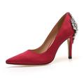 Damen-Hochzeitsschuhe, Braut- und Brautjungfern-Pumps, Bürokleid, elegant, weiß, rot, dunkelblau, Strass-Imitat, Kristall-Satin, spitze Zehen, High-Heel-Schuhe, Valentinstagsgeschenke, Hochzeit, Party, Jahrestag
