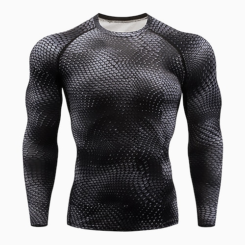 Herren T Shirt Fitnessstudio-Shirt Kompressions-Shirt Fitness-Shirt Männer-Tops Rundhalsausschnitt Langarm Sport Natur Urlaub Ausgehen Casual Schnell Trocknend Schweißableitend Atmungsaktiv