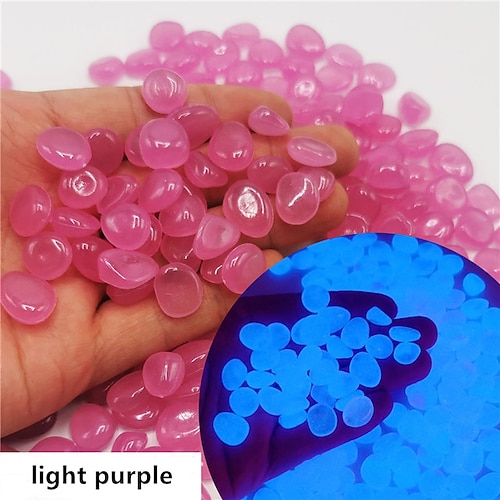 500 Stück im Dunkeln leuchtende Gartenkiesel für Gehwege, Garten, Terrasse, Rasen, Garten, Terrasse, Aquarium, Aquarium, Dekoration, leuchtender Stein Image