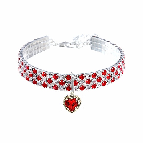 2 Stück Perlen Diamant Haustier Katze Hund Halskette Halsband Schmuck mit Bling Strasssteinen für Haustiere Katzen kleine Hunde Hündinnen Chihuahua Yorkies Mädchen Kostüm Outfits verstellbar