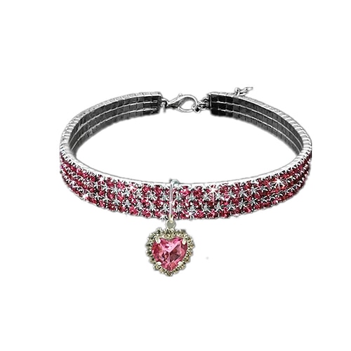2 Stück Perlen Diamant Haustier Katze Hund Halskette Halsband Schmuck mit Bling Strasssteinen für Haustiere Katzen kleine Hunde Hündinnen Chihuahua Yorkies Mädchen Kostüm Outfits verstellbar