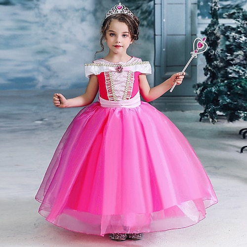 Buchwoche 2026 Schneekönigin Märchen Prinzessin Prinzessin Aurora Kleid Blumenmädchenkleid Weihnachten A-Linien-Unterkleid Urlaubskleid for Mädchen Kinder Weihnachten Hochzeit Hochzeitsgast Image