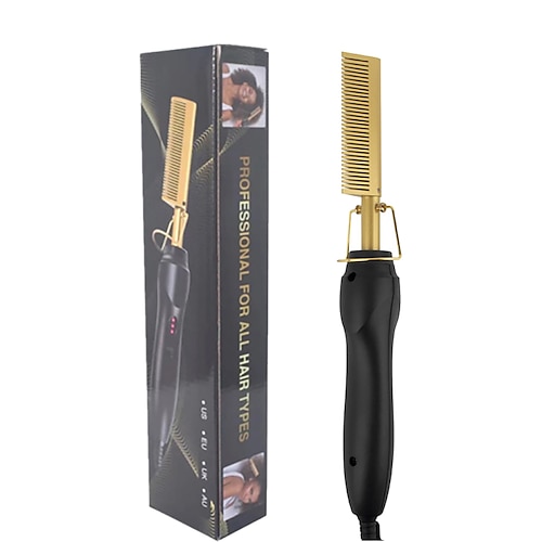 2 in 1 Heißkamm-Haarglätter Flachbügel Haarglättung Nass-Trocken-Dual-Use-Bürste elektrischer Heizkamm Haar-Glättungsstyler Haarlockenwickler Valentinstagsgeschenk Image