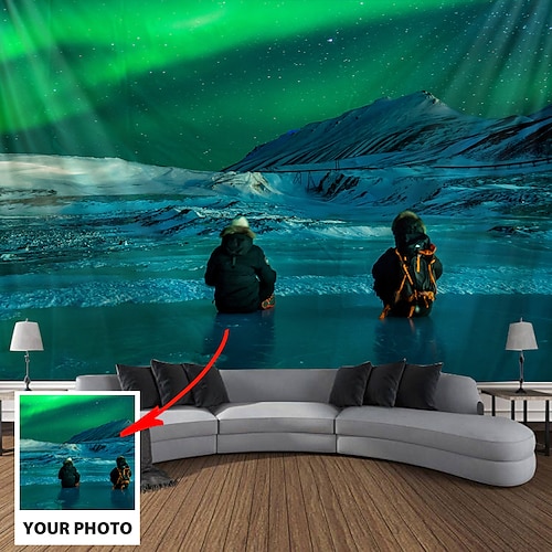 Personalisierte Wandteppiche mit Ihrem Foto Bestes Abschlussgeschenk Wanddekoration Fotohintergrund Zuhause Schlafzimmer Wohnzimmerdekoration (empfohlene Fotoauflösung 3Mo oder höher) Image