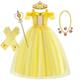 Schlafende Schönheit Die Schöne und das Biest Märchen Prinzessin Ziemlich Blumenmädchen Kleid Motto-Party-Kostüm Tüll-Kleider Mädchen Film Cosplay Cosplay Halloween Gelb Fuchsie Pink (mit Zubehör)