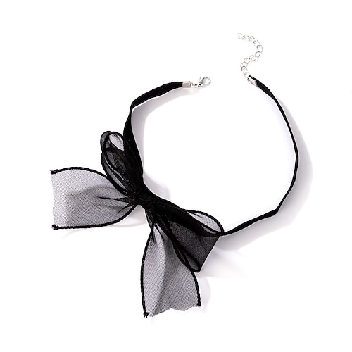 sexy schwarze Spitze Schleife-Knoten-Kragen-Halsband-Halskette aus weichem Samt Wildleder Choker-Krawatte Krawatte Schmuck Geschenk für Frauen Teens Mädchen Image