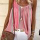 Damen Tank Top Spaghetti-Shirt Sommertops Gelb Rosa Blau Streifen Gefaltet Festtage Boho Rundhalsausschnitt S