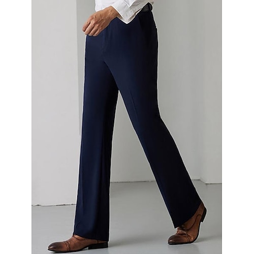 Herren Hose Anzughose Schlaghosen Tasche Einfach Komfort Weich Outdoor Täglich Ausgehen Mode Lässig Schwarz Weiß Image