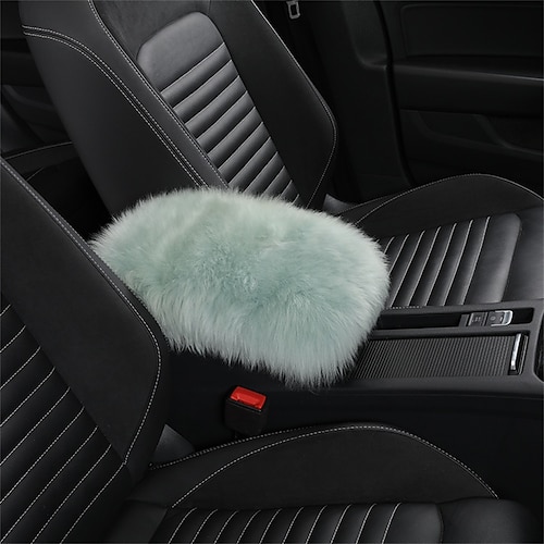 Auto Mittelkonsole Abdeckung Polster Universal echtes Schafsfell Autositzarmlehne Abdeckung flauschiger Schutz