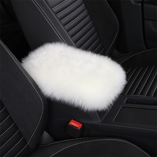 Auto Mittelkonsole Abdeckung Polster Universal echtes Schafsfell Autositzarmlehne Abdeckung flauschiger Schutz